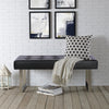 Leather Upholstered Bench Bedroom Entryway End of Bed Bench Accent Indoor Bench