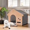 Large Wood Dog Kennel House Cage Crate In/Outdoor Shelter Pet Hutches Iron Door