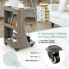 C-Shaped End Table Mobile Sofa Side Table Coffee Laptop Table-Grey