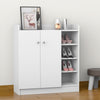 Shoe Storage Cabinet Footwear Rack Stand Organiser w/Adjustable Shelves White