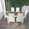 Solid Dining Table and Chairs Set w/ 6 PU Faux Leather Seat Kitchen Furniture