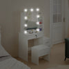 White Dressing Table with Sliding Mirror Make-up Vanity with Drawers LED Lights