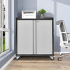 Wheeled Metal 2 Door Office Filing Cabinet 2 Layers Steel File Storage Cupboard