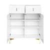 Shoe Storage Cabinet Footwear Rack Stand with Drawers & Adjustable Shelves White
