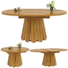 Extendable Dining Table 118-158x118x76cm Oval Kitchen Table, MDF Metal Base