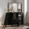 Modern Vanity Set Black Dressing Table Makeup Desk with Mirror 5 Drawers Stool