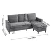 Grey L-Shaped Sofa w/3 Seater & Mobile Foot Stool, Modern Corner Sectional Couch