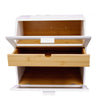 Two Tone 3 Compartment Bamboo Bread Bin Double Layer Storage Box With Drawer