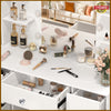 Modern Dressing Table Dimmable LED Mirror Makeup Desk with Drawers Vanity Table