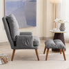 Accent Chair Upholstered Lounge Armchair with Footstool, Adjustable Backrest