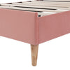 Upholstered Platform Bed Frame 3ft Single Size Bed with Wood Slat Support, Pink