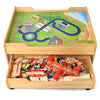 Kids Wooden Train Track Railway Set Table with 100 Pieces Storage Drawer