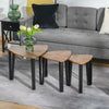 3 PCs Nesting Table Coffee Table Set MDF Steel Living Room Furniture Walnut