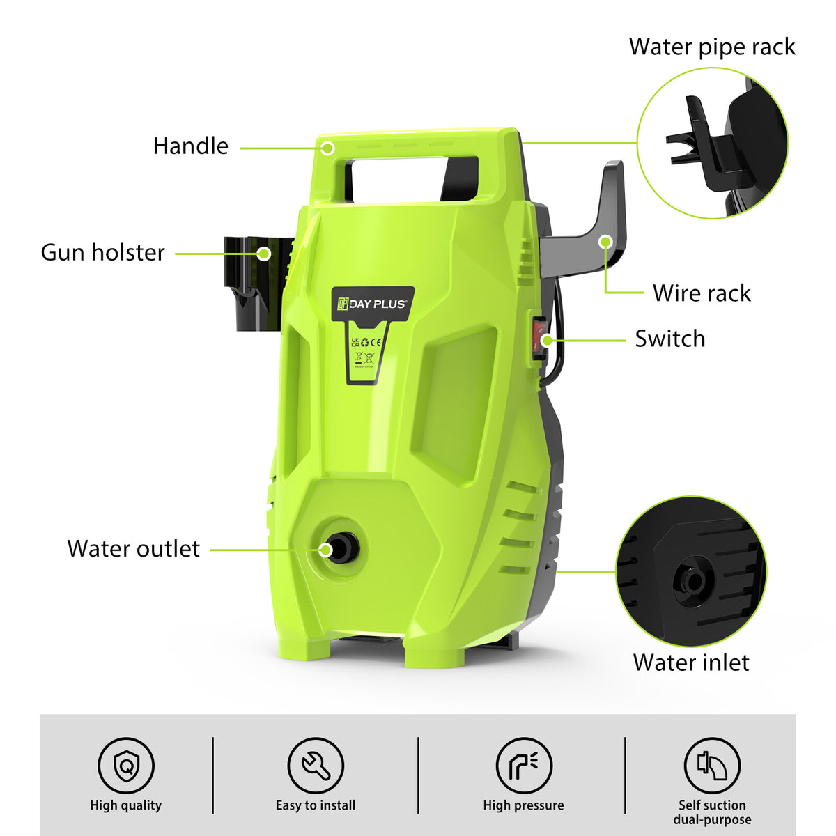3500W Electric High Pressure Washer 340 Bar PSI Power Jet Wash Patio C ...