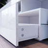 TV Stand White Modern Entertainment Units Living Room 2 Drawers with LED Lights