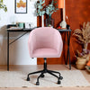 Modern Home Office Velvet Pink Desk Chair Soft Seat 360° Swivel Computer Chair