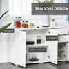 High Gloss Push-Open Design Storage Cabinet with Large & Small Cupboard and 2 Fl