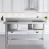 Commercial Kitchen Catering Sink Stainless Steel Double Bowl Drainer Wash Table