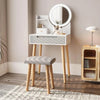 Small Vanity Desk Set with 3 Adjustable Lighted Mirror and Storage Shelf White