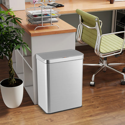 53L Automatic Trash Can Motion Sensor Garbage Can Stainless Steel Sliver