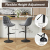 Height Adjustable Bar Stools Set of 2 w/ Fabric Backrest & Padded Seat Grey