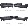 2 Seater Sofa Bed Convertible Futon Bed Settee with Wooden Legs Recliner Couch