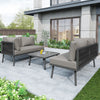 Outdoor Patio L-Shaped Sectional Sofa With Glass Coffee Table Furniture Sets