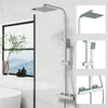 Bathroom Thermostatic Exposed Shower Mixer Twin head Large Square Bar Set Chrome