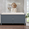 2-Door Storage Ottoman Stool Hallway Window Seat Wooden Shoe Bench with Cushion