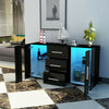 Modern Cabinet Sideboard Buffet Cupboards 3 Drawers 2 Doors with RGB LED Lights