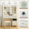 White Dressing VanityTable Makeup Desk with LED Mirror 5Drawers Charging Station