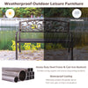 Patio Garden Bench w/Round Armrests & Curved Seat-Antique Brass