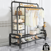 120KG Heavy Duty Double Clothes Rail Load Cloth Rack With Shelves Shoe Stand New