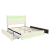 Upholstered Bed Frame 4ft6 Double Bed LED Lights with Storage Drawers, Headboard