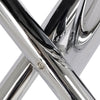 Chrome Cross X Legs Round Black Top Glass Dining Table Office Kitchen Furniture