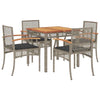 Camerina 5 Piece Garden Dining Set with Cushions Grey Poly Rattan,Patio B4N5