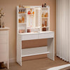 Dressing Table w/ 3 Color LED Mirror Lights,2 Drawers Vanity Table for Bedroom