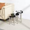 Nest of 3 Black Clear Tempered Glass Side End Lamp Sofa Tables Nested Tables