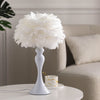 Fluffy Feather Shade Table Lamp White Lampshade Bedside Night Light Room Decor