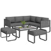 Outdoor Garden Furniture Patio Conservatory Set Corner Sofa with Table & Stools