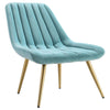 Tiffany Blue Velvet Armchair Stripe Accent Chair Lazy Sofa Seat Gold Metal Legs