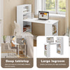 Computer Desk w/ Bookshelf Reversible Home Office Laptop Desk Study Writing Desk