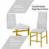 2x White Faux Leather Dining Chairs&Round Clear Glass Dining Table Golden Legs