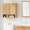 Wall Mounted Storage Cabinet 3-Tier Bathroom Cabinet w/ 2 Rattan Doors