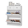 Large Shoe Cabinet Shoe Rack Storage Cupboard Unit 2 Drawer Wooden Modern White