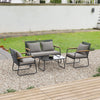 4 Seater Garden Corner Sofa Set Metal Furniture Outdoor Patio Table & Chair Kit