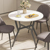 Dining Table Round 90cm Gloss White Top Black Metal Legs Modern Kitchen Room