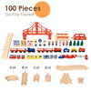 Kids Wooden Train Track Railway Set Table with 100 Pieces Storage Drawer