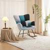 Patchwork Fabric Wing Back Rocking Chair Sofa Leisure Rocker Recliner Armchair