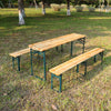 German Style Beer Hall Table Benches Vintage Wooden Folding Trestle Picnic BBQ